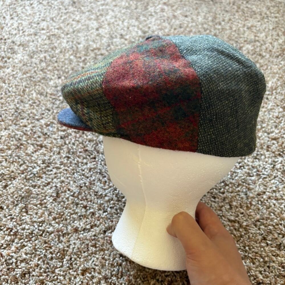 Shandon Headwear Mens Flat Cap Multicolor Patchwork Donegal Tweed Wool Hat 7 1/8 - Picture 4 of 8